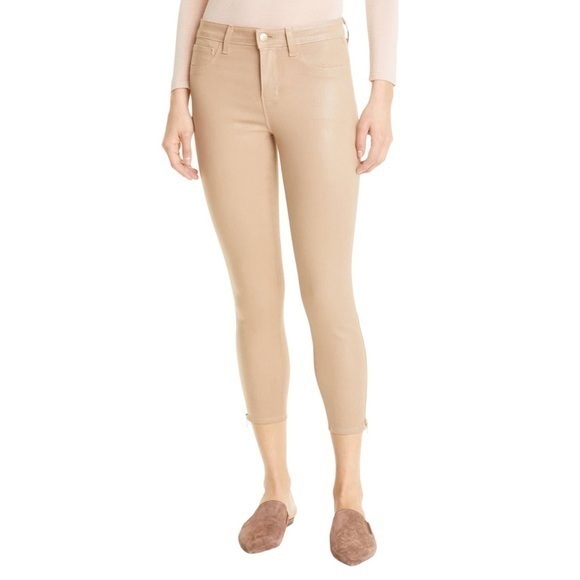 NWT L’Agence Sabine High Rise Skinny Jeans with Zip Cuff in Cappuccino Coated - Picture 1 of 15